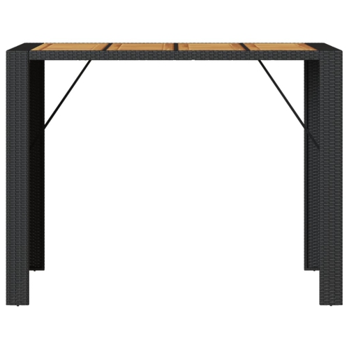 vidaXL Garden Bar Table with Acacia Wood Top Black 145x80x110 cm Poly Rattan