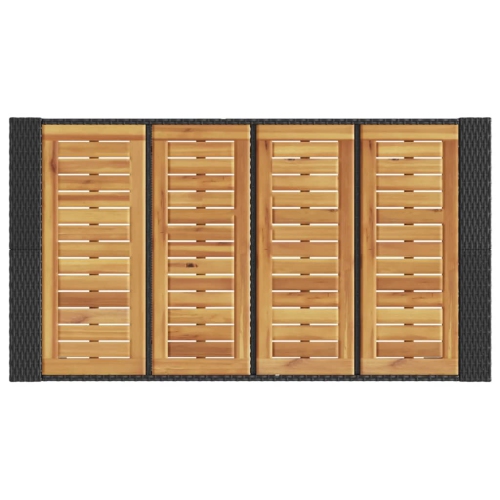 vidaXL Garden Bar Table with Acacia Wood Top Black 145x80x110 cm Poly Rattan