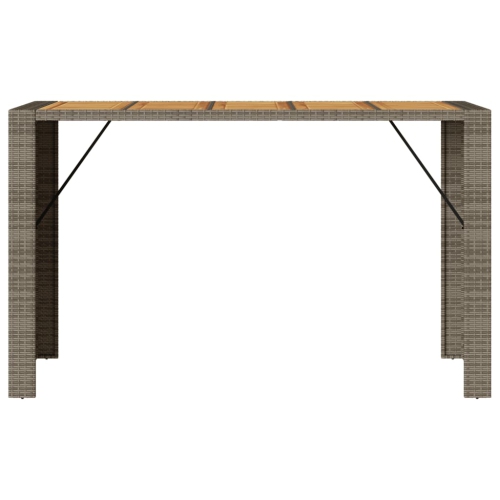 vidaXL Garden Bar Table with Acacia Wood Top Grey 185x80x110 cm Poly Rattan