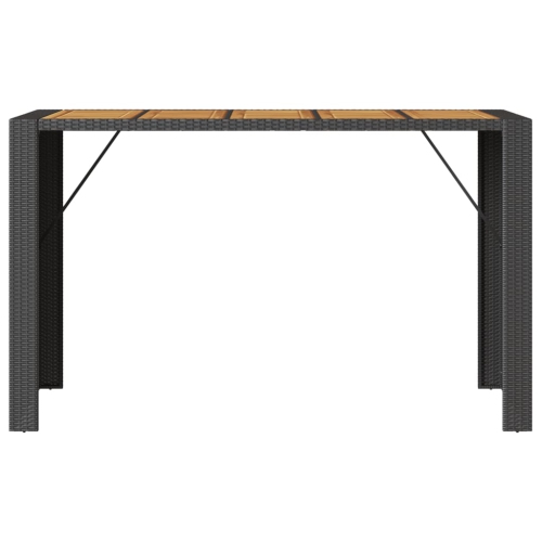 vidaXL Garden Bar Table with Acacia Wood Top Black 185x80x110 cm Poly Rattan