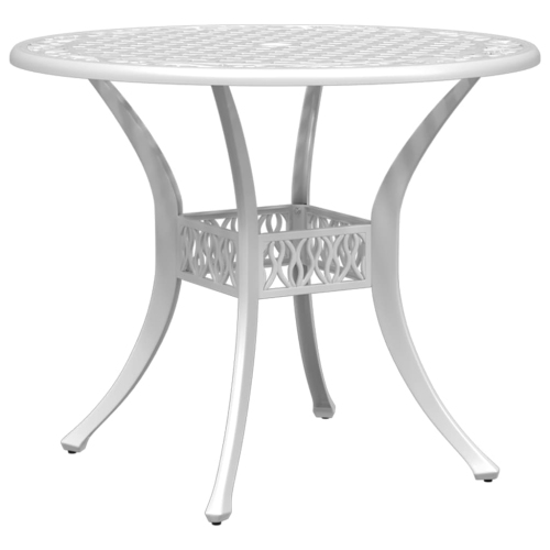VIDAXL  Garden Table Ø90X75 Cm Cast Aluminium In White