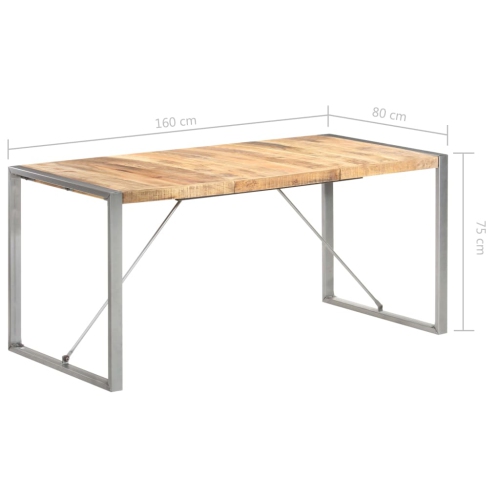vidaXL Dining Table 160x80x75 cm Solid Rough Mango Wood