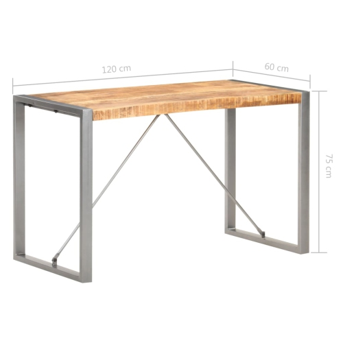 vidaXL Dining Table 120x60x75 cm Solid Rough Mango Wood