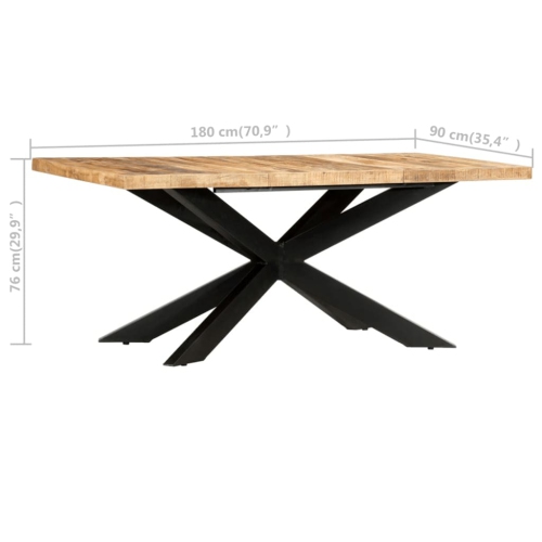 vidaXL Dining Table 70.9"x35.4"x29.9" Solid Rough Mango Wood
