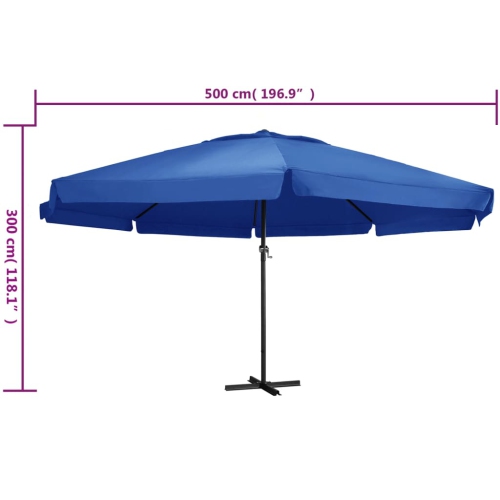 Parasol de jardin avec poteau en aluminium 500&nbsp;cm bleu azur de vidaXL