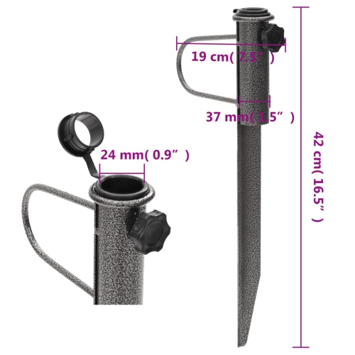 vidaXL Parasol Stands with Spikes 2 pcs 19x42 cm Galvanised Steel