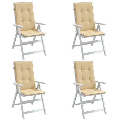 vidaXL Highback Chair Cushions 4 pcs Melange Beige 120x50x4 cm Fabric