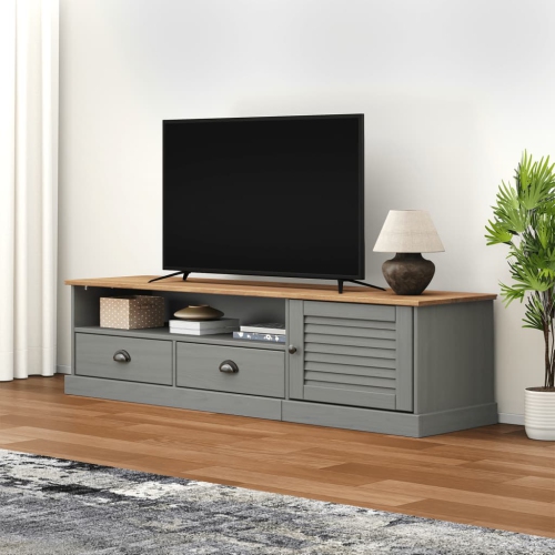 vidaXL TV Cabinet VIGO Grey 156x40x40 cm Solid Wood Pine