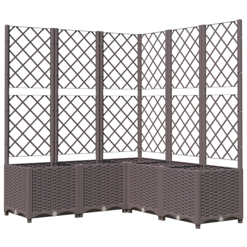 VIDAXL  Garden Planter With Trellis 120X120X136 Cm Pp In Brown