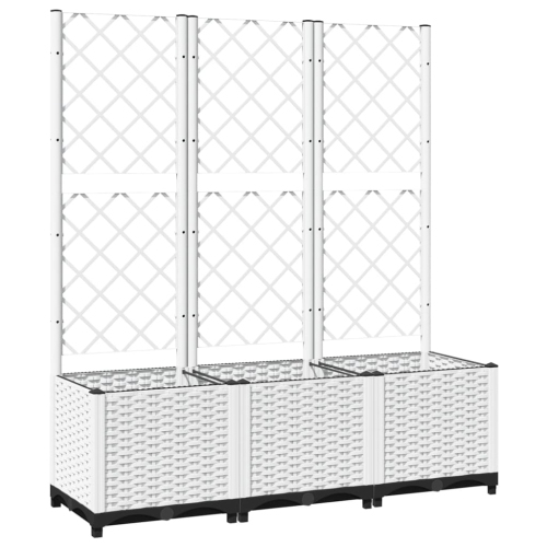 VIDAXL  Garden Planter With Trellis 120X40X136 Cm Pp In White