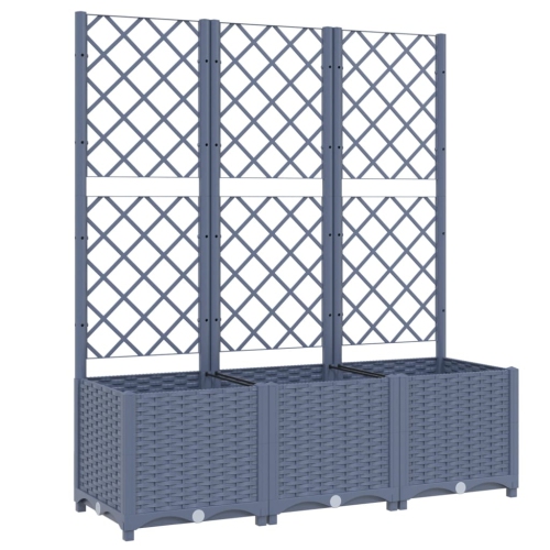 vidaXL Garden Planter with Trellis Blue Grey 120x40x136 cm PP