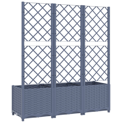 vidaXL Garden Planter with Trellis Blue Grey 120x40x136 cm PP