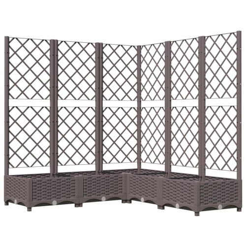 VIDAXL  Garden Planter With Trellis 120X120X121.5 Cm Pp In Brown