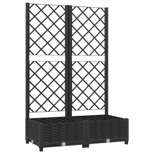 VIDAXL  Garden Planter With Trellis 80X40X121.5 Cm Pp In Black