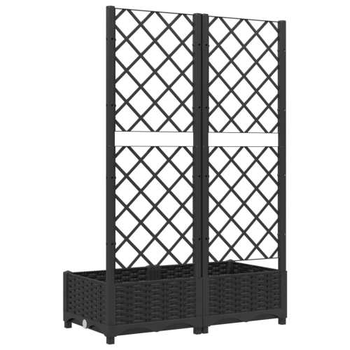 vidaXL Garden Planter with Trellis Black 80x40x121.5 cm PP