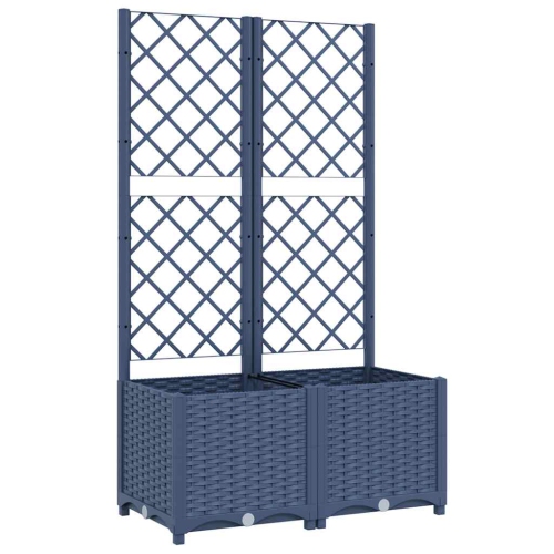 VIDAXL  Garden Planter With Trellis Grey 80X40X136 Cm Pp In Blue