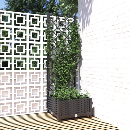 VIDAXL  Garden Planter With Trellis 40X40X121.5 Cm Pp In Black