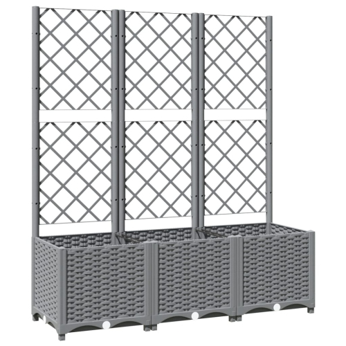VIDAXL  Garden Planter With Trellis Light 120X40X136 Cm Pp In Grey