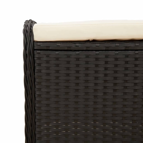 Tabouret de jardin vidaXL avec coussin en rotin synthétique noir 54 x 46 x 46&nbsp;cm