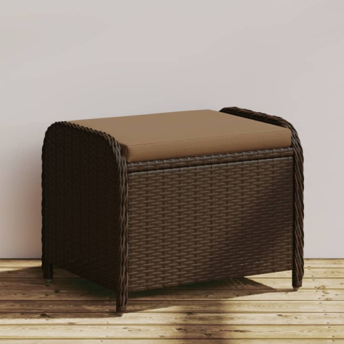 Tabouret de jardin VIdaXL avec coussin brun 54 x 46 x 46&nbsp;cm en rotin synthétique