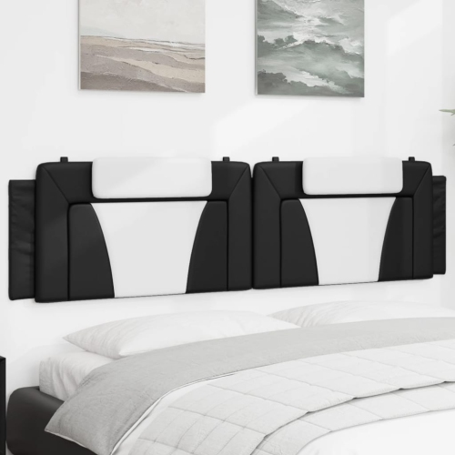 VIDAXL  Headboard Cushion Black And 193 Cm Faux Leather In White