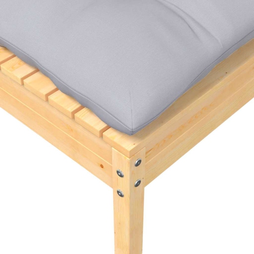 vidaXL Garden Footstool with Grey Cushion Solid Wood Pine