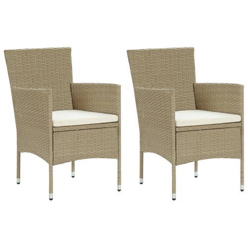 VIDAXL  Garden Dining Chairs 2 PCs Poly Rattan In Beige