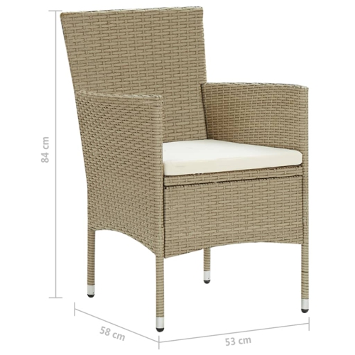 vidaXL Garden Dining Chairs 2 pcs Poly Rattan Beige