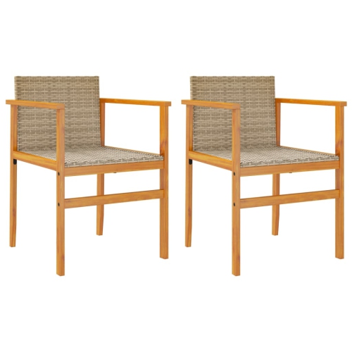 VIDAXL  Garden Chairs 2 PCs Poly Rattan&solid Wood In Beige