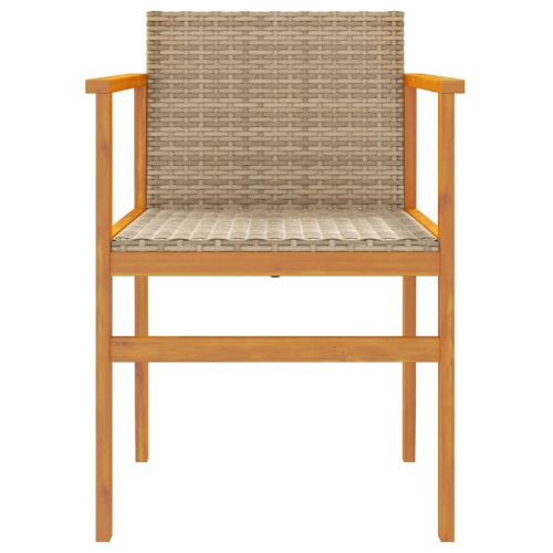 vidaXL Garden Chairs 2 pcs Beige Poly Rattan&Solid Wood