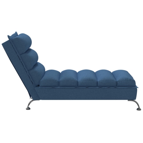 vidaXL Chaise Lounge with Cushions Blue Fabric