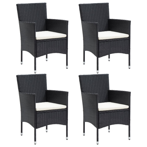 VIDAXL  Garden Dining Chairs 4 PCs Poly Rattan Black