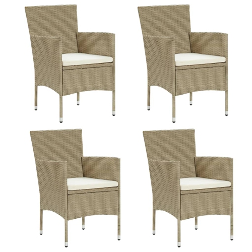 VIDAXL  Garden Dining Chairs 4 PCs Poly Rattan In Beige