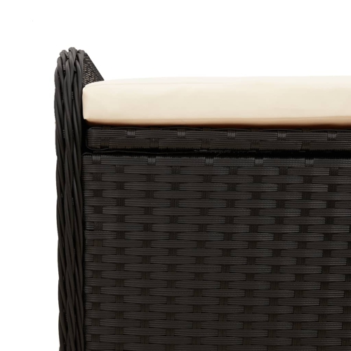 vidaXL Storage Bench with Cushion Black 115x51x52 cm Poly Rattan