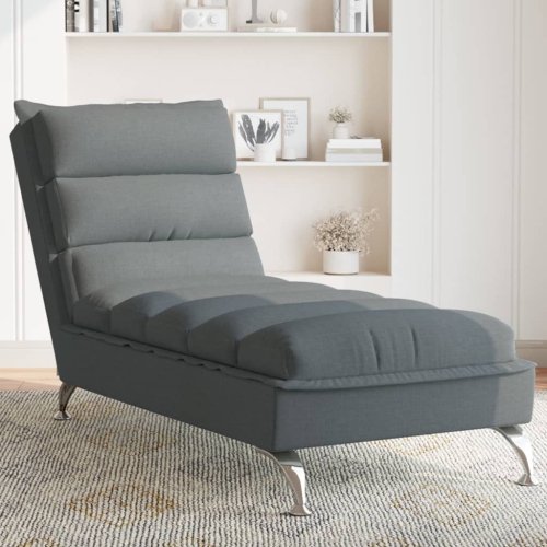 vidaXL Chaise Lounge with Cushions Dark Grey Fabric