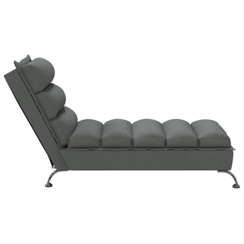 vidaXL Chaise Lounge with Cushions Dark Grey Fabric