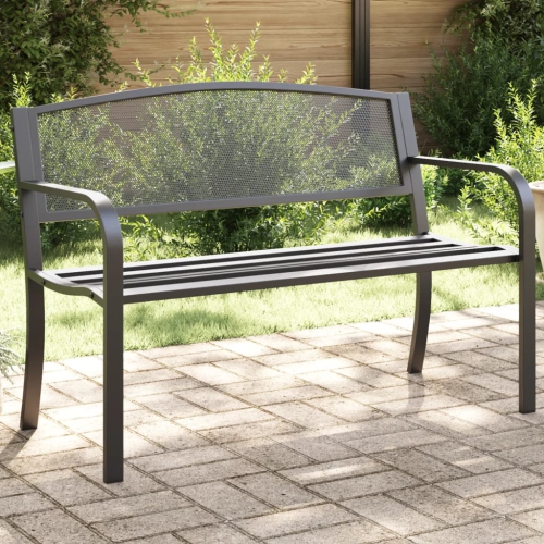 vidaXL Garden Bench 119 cm Black Steel