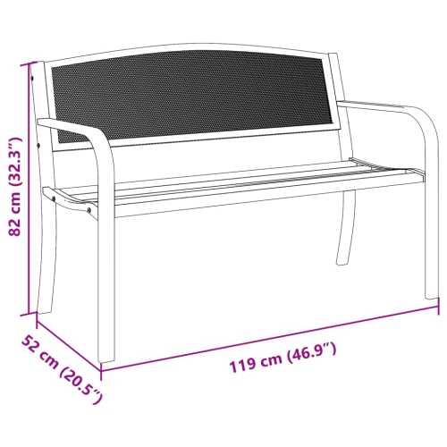 vidaXL Garden Bench 119 cm Black Steel