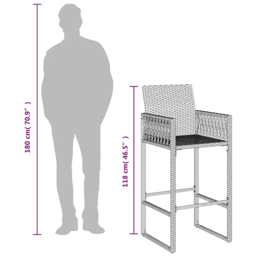 vidaXL Garden Bar Stools 2 pcs Brown Poly Rattan