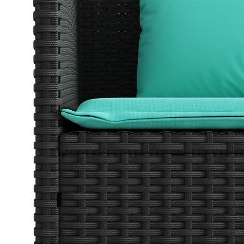 vidaXL Garden Bench with Cushions Black Poly Rattan