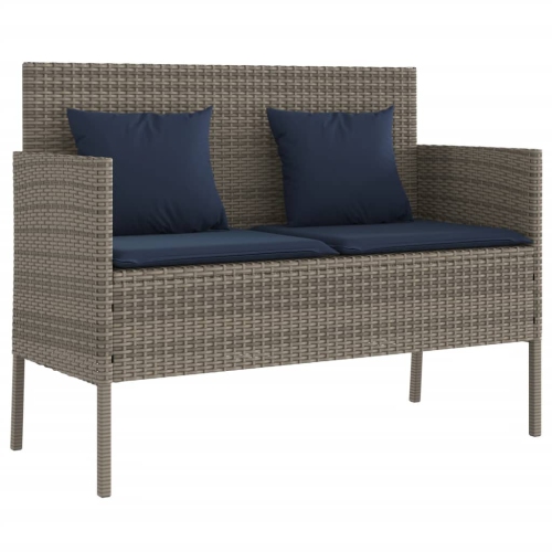 vidaXL Garden Bench with Cushions Grey Poly Rattan