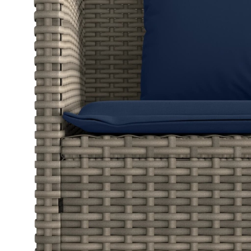 vidaXL Garden Bench with Cushions Grey Poly Rattan