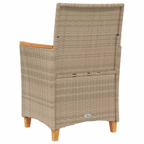 vidaXL Garden Chairs with Cushions 2 pcs Beige Poly Rattan&Solid Wood