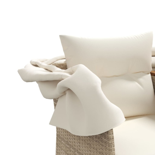 vidaXL Garden Sofa 2-Seater with Canopy and Stools Beige Poly Rattan