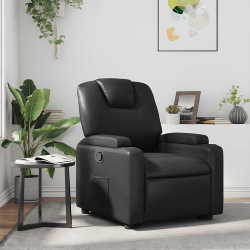 Fauteuil inclinable manuel vidaXL, dossier et repose-pieds réglables, cuir noir