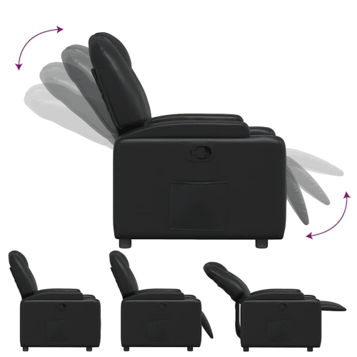 Fauteuil inclinable manuel vidaXL, dossier et repose-pieds réglables, cuir noir