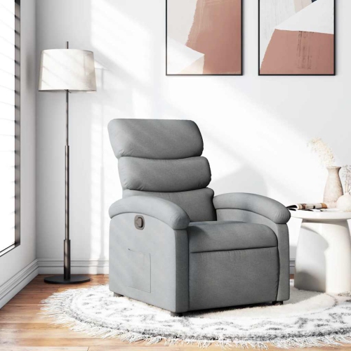 Fauteuil inclinable manuel vidaXL, dossier et repose-pieds réglables, canapé inclinable en tissu gris pâle