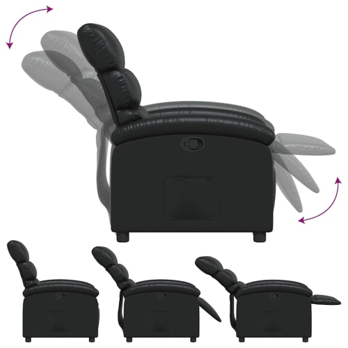 Fauteuil inclinable manuel vidaXL, dossier et repose-pieds réglables, canapé inclinable en cuir noir