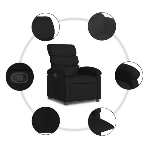 Fauteuil inclinable manuel vidaXL, dossier et repose-pieds réglables, canapé inclinable en tissu noir