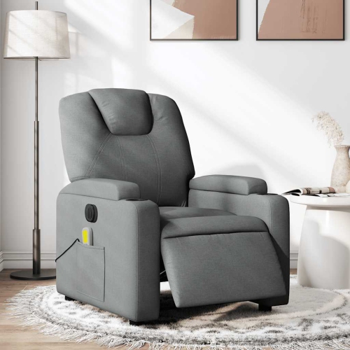 Fauteuil de massage inclinable électrique en tissu gris foncé vidaXL